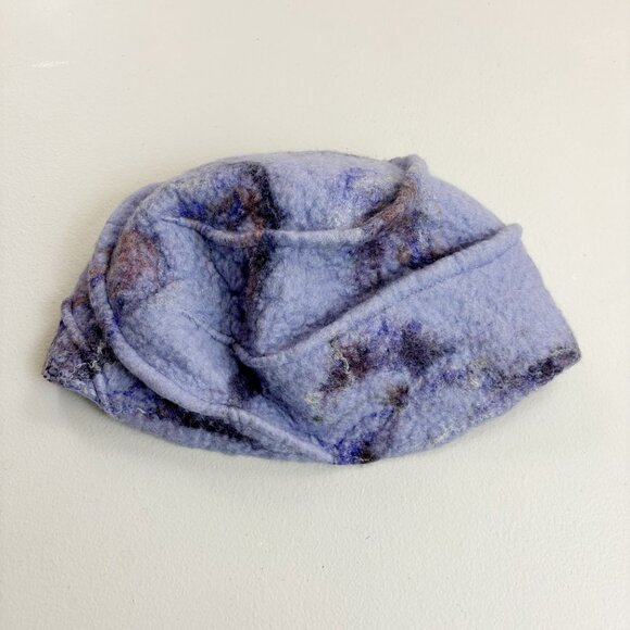 ARTISAN Handcrafted Felt Wool Hat Cap Swirl Pattern Lagenlook Artsy Fiber Lilac main image 5